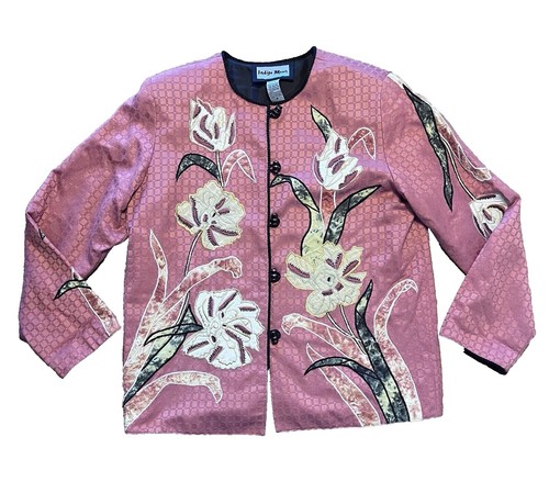 Indigo Moon Sz 1X Chic Patchwork Amazing Artwork Jacket Excellent
