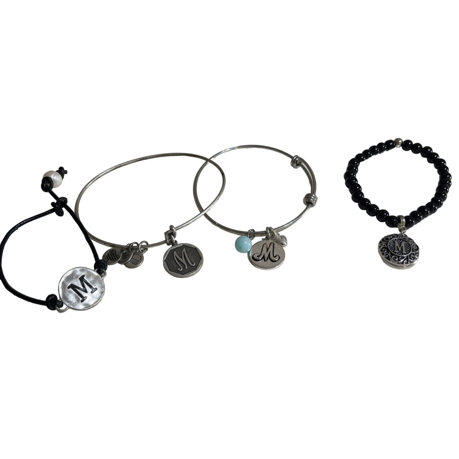 4 Monogramed "M" Bracelets Adjustable Bangle Stac… - image 2
