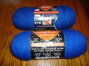 2 Skeins-Red Heart Super Saver Yarn - Color "Royal"- Various Size Skeins - Nice!