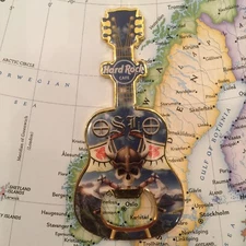 OSLO NORWAY🎸Hard Rock Cafe®HRC🎸SKULL GUITAR MAGNET🇳🇴 VIKING BOTTLE OPENER🎗