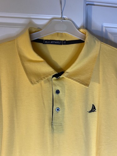BNWOT Blu Apparel Long Sleeve Yellow Polo Shirt Casual Golf T-Shirt Top, Size L - Picture 6 of 7