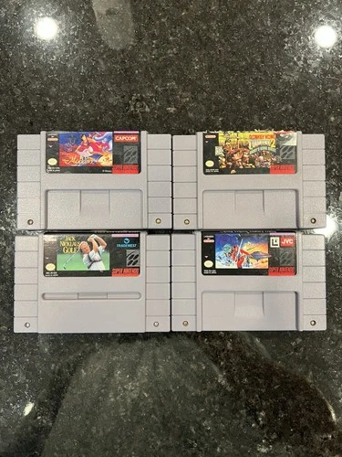 SNES Game Lot - Donkey Kong Country 2, Aladdin, Super Empire Strikes Back, Golf