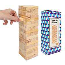 Wooden Blocks Stacking Games - 54 pcs Tumbling Tower Blocks Game for Kids A...