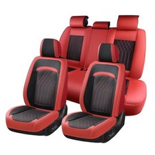 Seat Covers Full Set, Leather Seat Covers for Cars, Car Seat FullSet Black Red