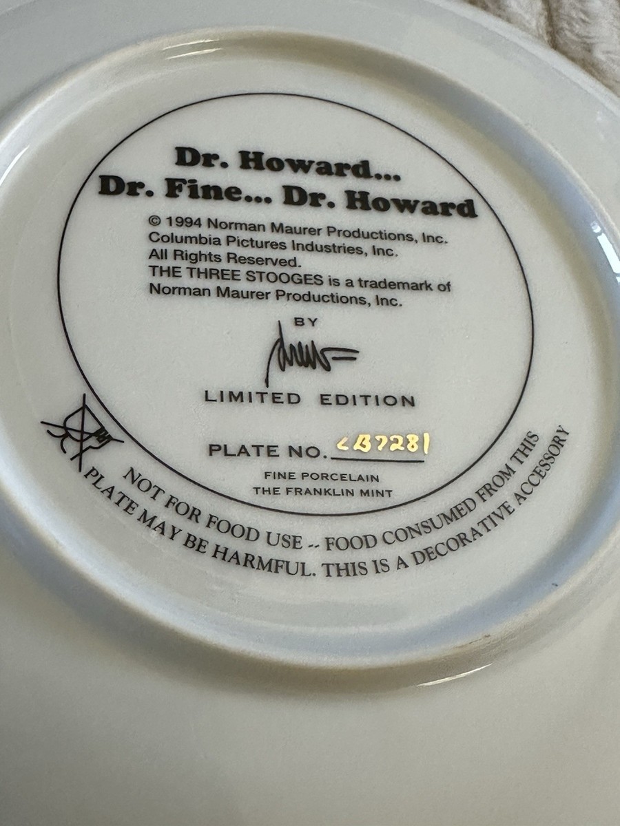 Franklin Mint Three Stooges Plate Set | Complete 12 Piece | 1994