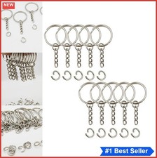 Key Ring with Chain and Open Jump Rings 1 Inch 25mm Nickel Plated 50 Pack for
