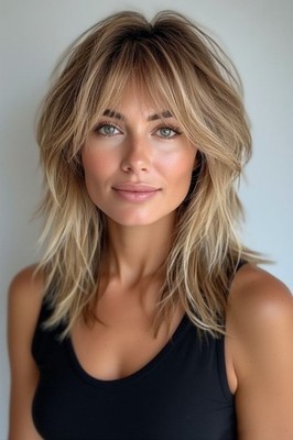 Warme Braunblond Strähnen Balayage Gestuft Echthaar 12 Zoll