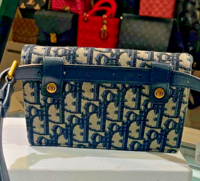 Christian Dior Saddle Belt Pouch Blue Dior Oblique Jacquard | eBay