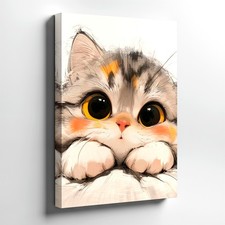 Wall Art Cute Big Eyed Kitten Portrait Print Animal Nursery Bedroom Home Decor