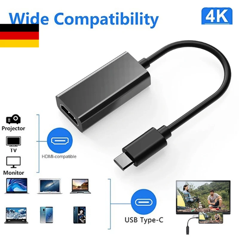 USB TYP C zu HDMI Adapter UHD 4K USB C auf HDMI Kabel Macbook Ipad Samsung uvm - Bild 4 von 4