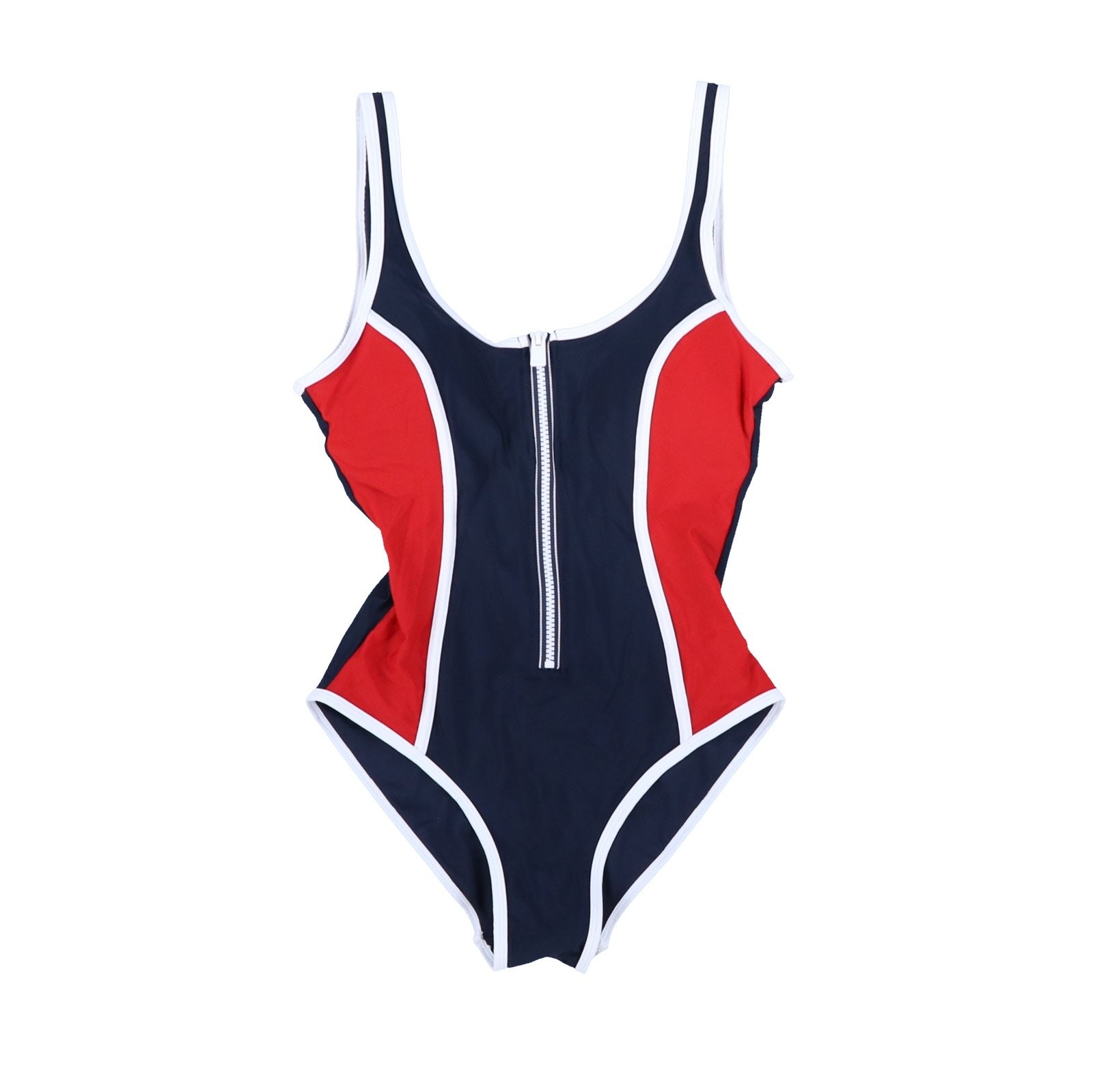 Tommy Hilfiger Women's Seamed One-Piece Zip-Up Swimsuit Xs