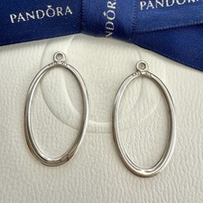 Authentic Pandora Silver Smooth Oval Compose Earrings #290642