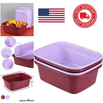 #ad 14 Quart Plastic Washing Basins Set of 4 Ideal for Soaking Laundry and Cleaning $54.99