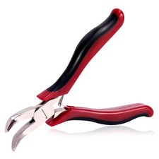 SPEEDWOX Mini Bent Nose Pliers for Jewelry Micro Chain 4.5 Inch, Red