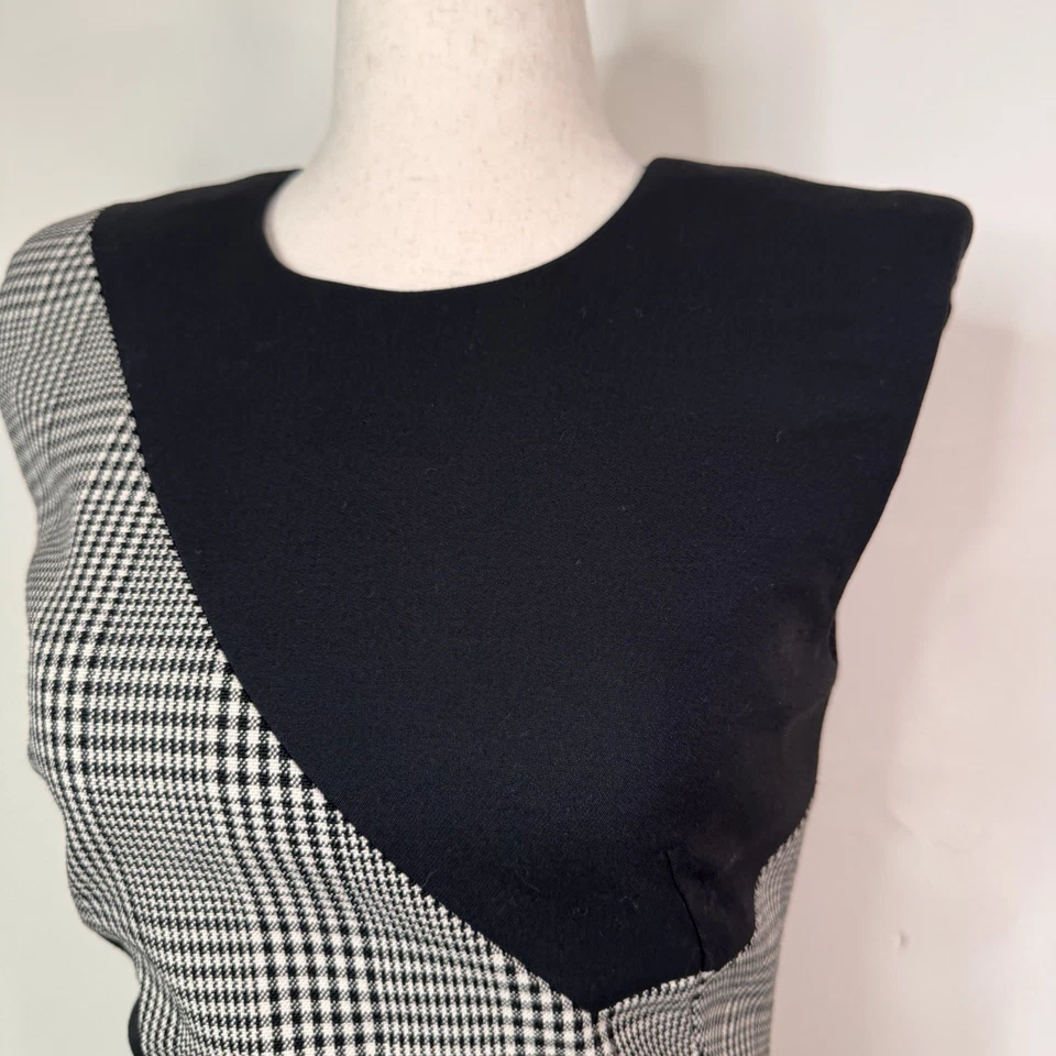Vestido Lápiz Alexander McQueen Rebanadas Mezcla Lana Seda Negro Cuadros Talla 2 $2701 Foto 3 de 4