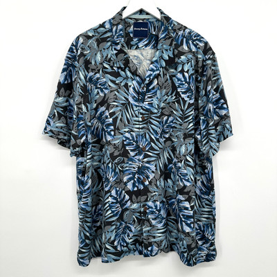 Tommy Bahama Hawaiian Shirt Mens XXL 100% Silk Beachy Coastal Copyrighted Print