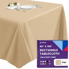 Rectangle Tablecloth - 90 x 156 Inch Beige Table Cloth for 8 Foot Tables with...