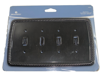 Brainerd Quad 4 Toggle Switch Wall Plate Rope Design Venetian Bronze 126416