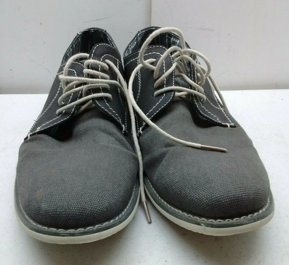 Steve Madden Hombres Gris 10M Lona Oxford Liso Encaje Informal Vestido Moda Zapatos Foto 2 de 4