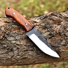 Custom Handmade High Carbon Steel Hunting Skinning Knife Wood Handle W/ Sheath