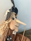 Large Halloween 31 In. Rag Doll Cloth Witch W Broom Shelf Sitter Folk Art Decor — photo 6