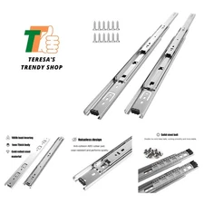 Smooth and Noiseless 16 Inch Full Extension Drawer Slides, 10 Pairs, 100 LB Load