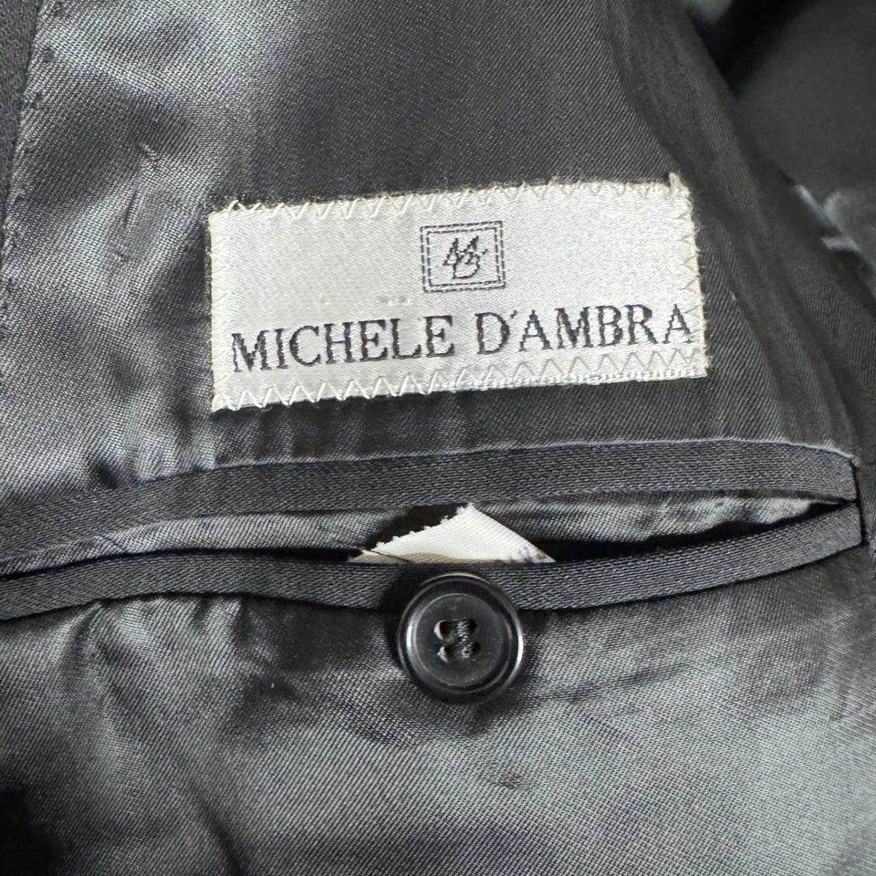 Blazer masculino Michele D Ambra jaqueta de lã preta peito duplo 38 - Imagem 3 de 4