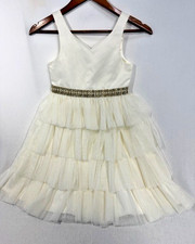 American Princess Girls 8 Ivory Beaded Party Dress Lined
