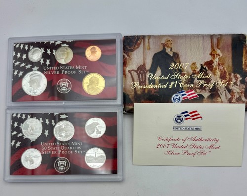 US Mint 2007 Silver Proof Set With Box, COA, Uncirculated 15 Coin Set,OGP, NR.! - Picture 2 of 7