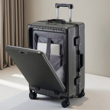 24Inch Suitcase With Cup Holder USB Port Computer Compartment Luggage Box