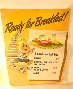 Vintage 1957 Ready For Breakfast! National Dairy Council Poster Neat Looking!