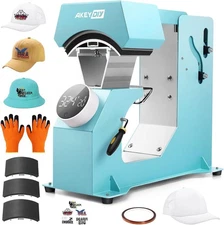 AKEYDIY 3-in-1 Auto Cap Heat Press Machine, Hat Heat Press with 3pcs Replaceable