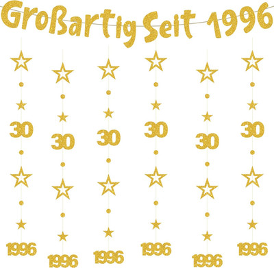 30. Geburtstag Deko Männer Frauen - 7 Stück Gold Großartig Seit 1996 Girlanden m