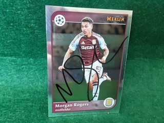 MORGAN ROGERS ASTON VILLA Signed Topps Merlin PL 25/26 Football Trading Card
