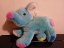 RARE HTF 1970s 1980s Vintage Eden Blue Pastel Felt Tongue Baby Elephant Plush