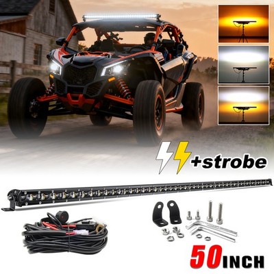 Roof Amber/White Strobe 50'' LED Light Bar  Wire For Can Am Maverick X3 MAX RS DS