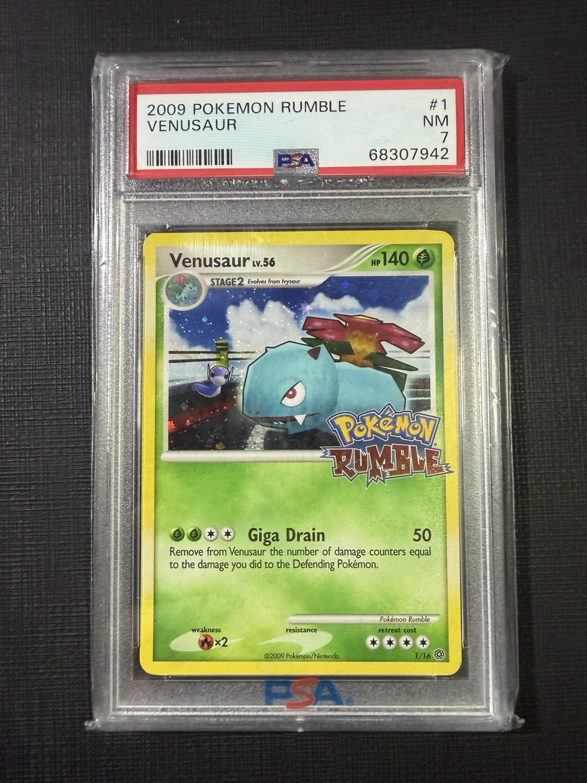 2009 Pokemon Rumble Venusaur 1 Rumble Holo Near Mint PSA 7