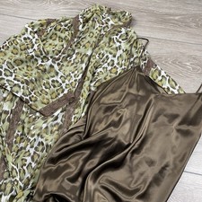 Natori Women s Polyester Long Night Gown M Robe P Set Brown Animal Print