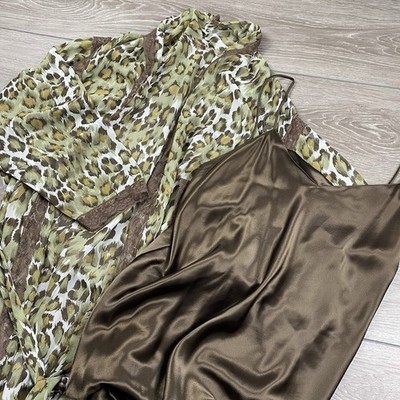 Natori Women s Polyester Long Night Gown M & Robe P Set Brown Animal Print