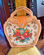Vintage MCM 1950's Beaded Embroidered Handbag / Purse Japan