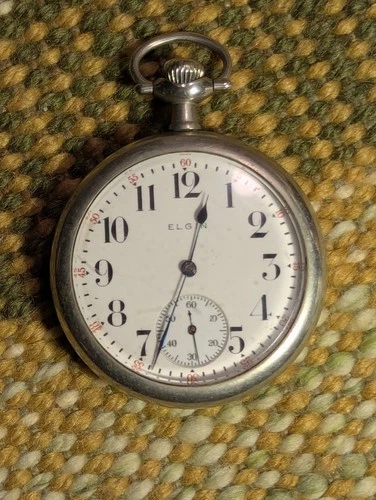 ANTIQUE ELGIN POCKET WATCH GREAT CONDITION SILVERODE CASE WITH GILT INTERNALS