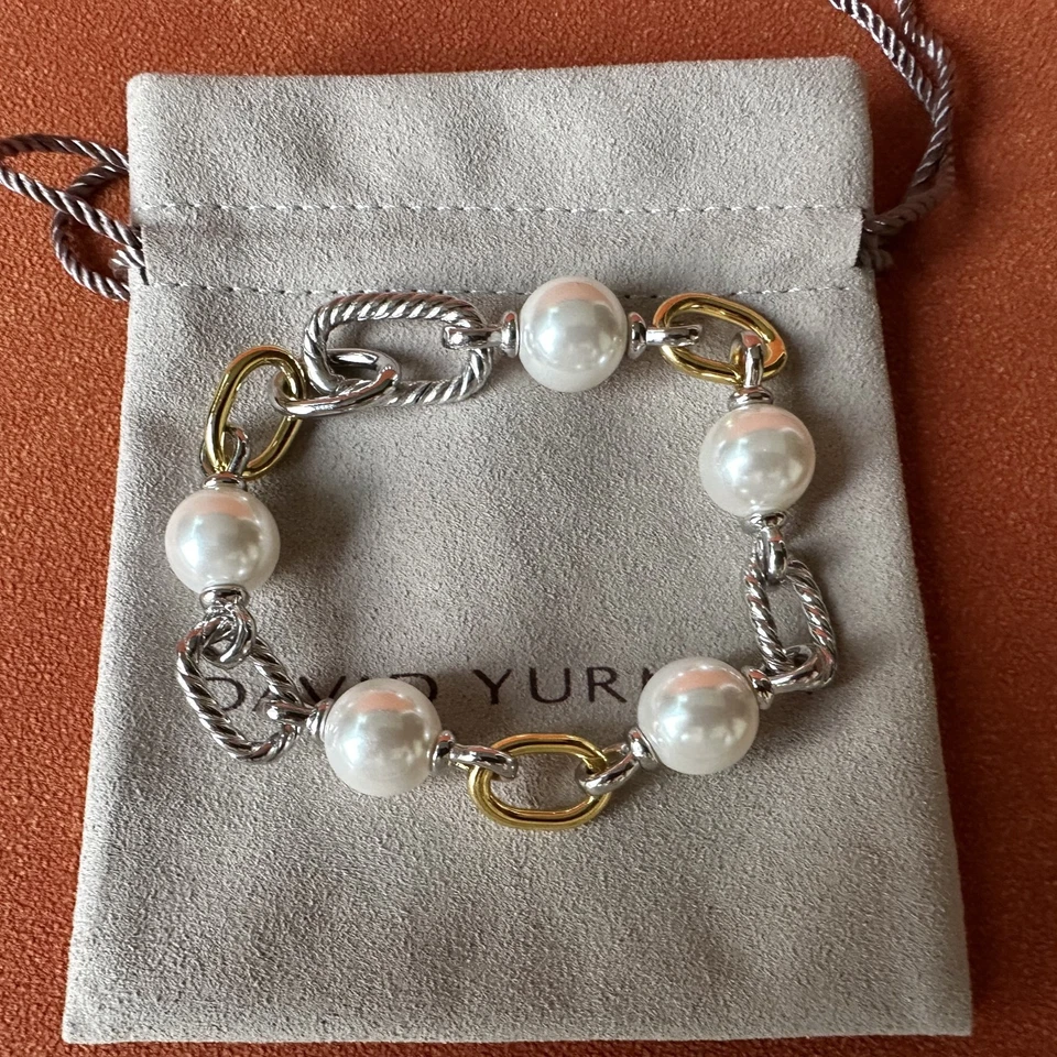 Brazalete David Yurman Madison Plata de Ley 925 y Oro 18K con Perlas 7.5" Foto 2 de 4
