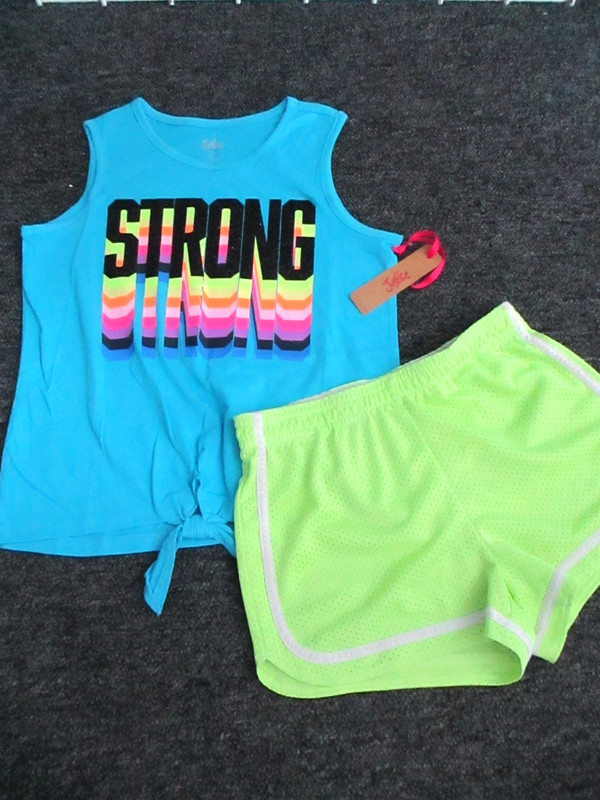 Justice Logo Waist Shorts & NWT Justice Glitter Tank top Sz 10