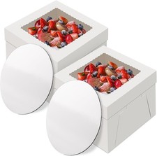 Cake Boxes with Cake Boards, 12 Inch Tall Cake Box, Disposable Cake