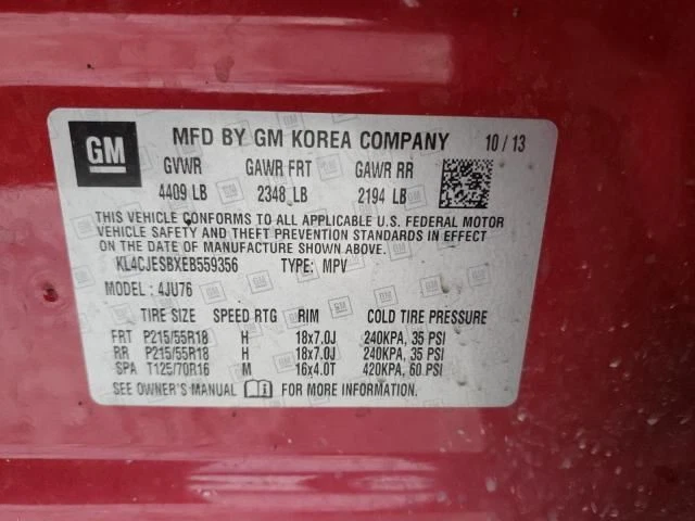 Puerta trasera Buick Encore 2013-2022 roja con alerón Foto 3 de 4