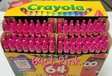 64ct Crayola Crayons (Carnation Pink) Single Color Bulk Lot Wax Melting Crafts