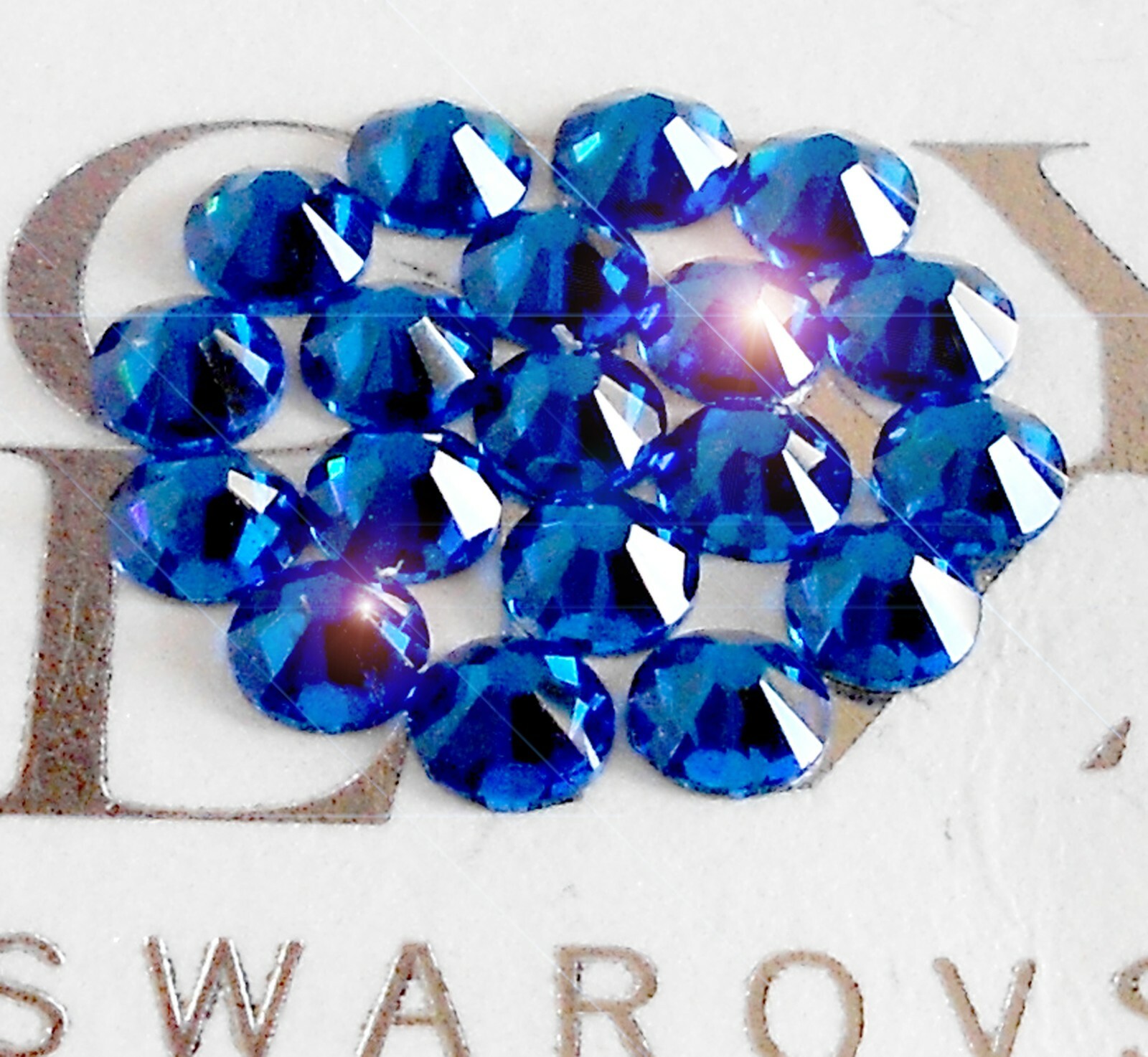 Swarovski Rhinestone Card 144 Swarovski Crystal Rhinestones Flatback CAPRI BLUE Choose Your Size ...
