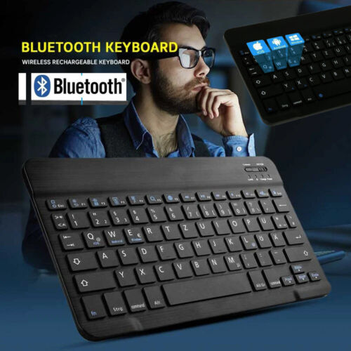 Tastiera Bluetooth QWERTZ wireless per iPad Android & Windows IOS tablet iPad - Foto 1 di 13