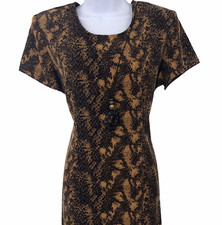 Vintage 90s Maxi Dress Womens Size 10  Snakeskin Print Side Slits