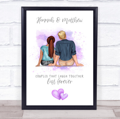 Gemeinsam lachen romantisches Geschenk für Sie oder Ihn personalisierter Paar Druck